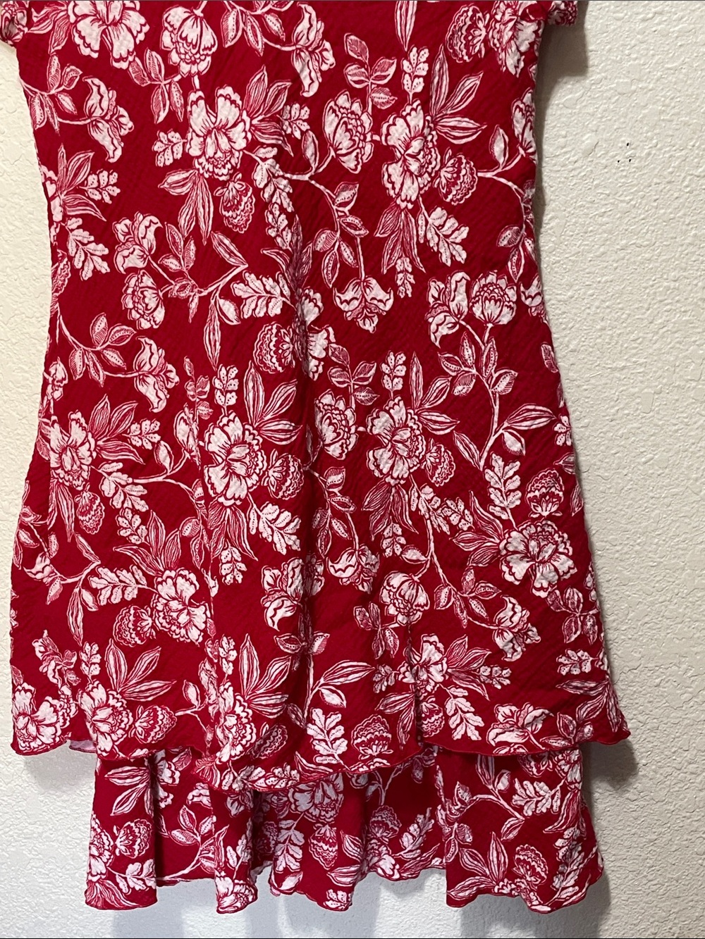 Coldwater Creek Women's Red And White Floral Ruffled Dress. Good Condition. - Picture 4 of 9